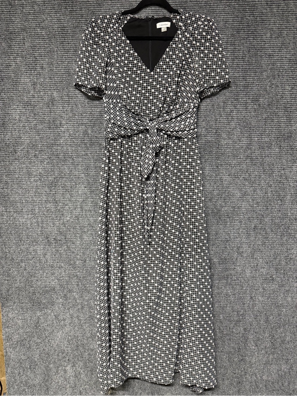 Calvin Klein Black & White Geometric with pokadot Wrap Maxi Dress